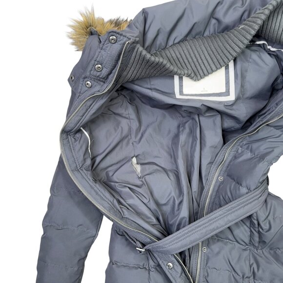 Abercrombie Down Jacket Womens Small S Gray Parka Puffer Fur Trim Winter Coat - Picture 13 of 14
